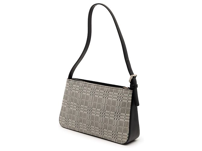 Burberry Gray Tonal Check Canvas Shoulder Bag Brown - view 2