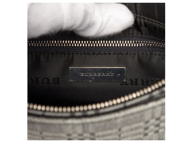 Burberry Gray Tonal Check Canvas Shoulder Bag Brown - view 5