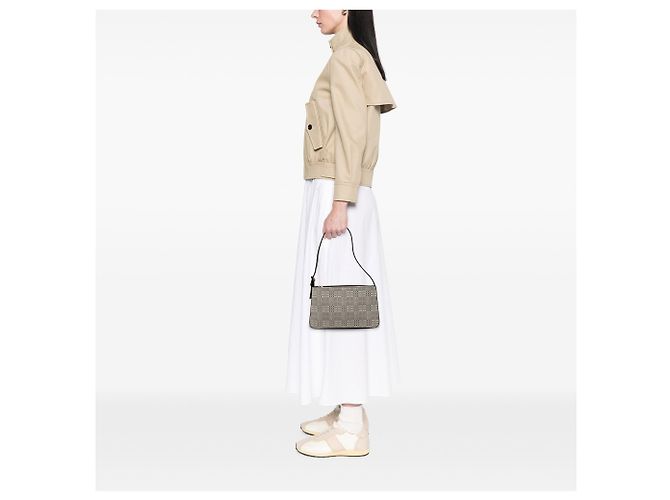 Burberry Gray Tonal Check Canvas Shoulder Bag Brown - view 7