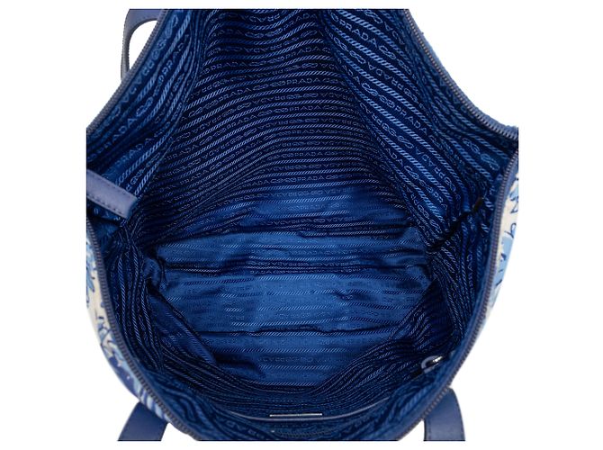 Borsa Prada in tessuto stampato blu - vista 4