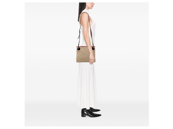 Borsa a tracolla Gucci in tela GG beige Eclipse - vista 7
