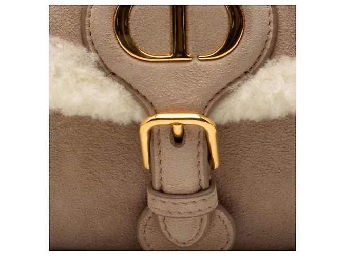 Bobby Dior Bege Pequena Bolsa Transversal de Camurça e Pele de Ovelha - vista 6