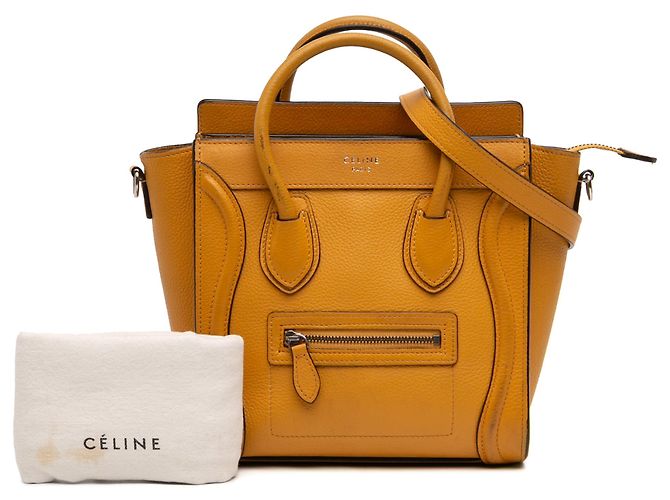 Luggage Céline Borsa da viaggio Celine in pelle gialla Nano Giallo Senape - vue 12