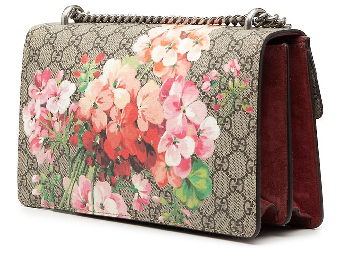 Borsa a Spalla Gucci Beige Medium GG Supreme Blooms Dionysus - vista 2