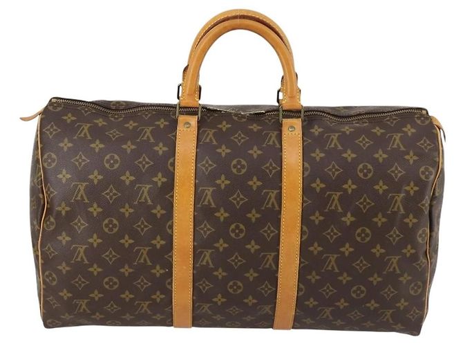 Borsa Keepall Louis Vuitton in tela Monogram 50 Marrone - vista 2