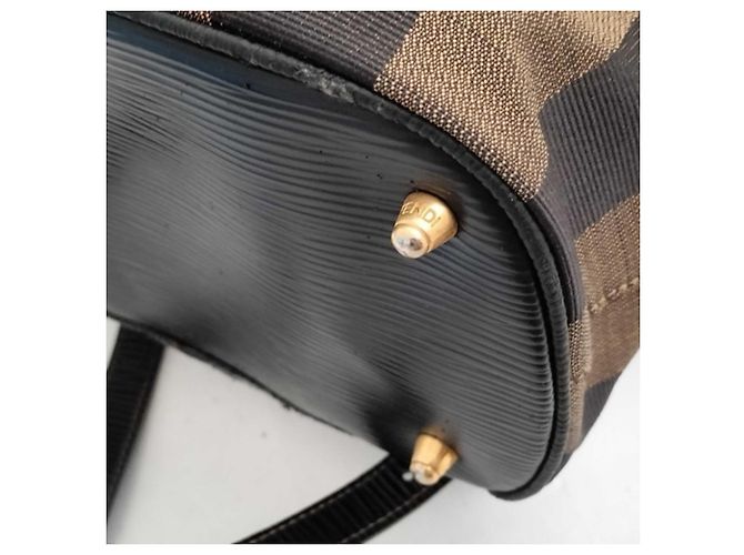 Fendi Pequin Rucksack aus braunem Leder und Canvas - Ansicht 4