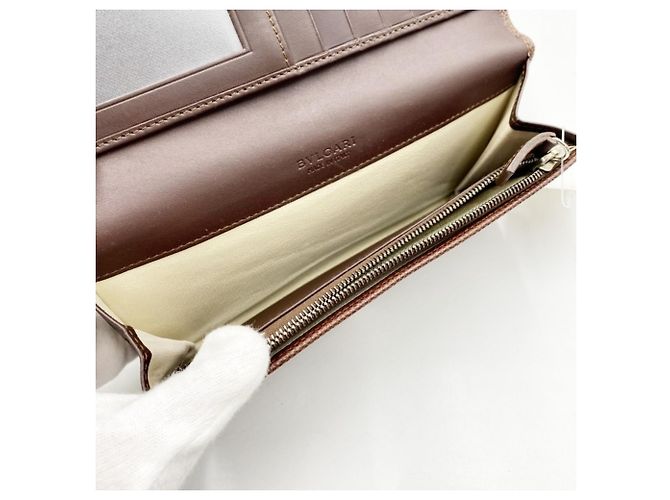 Bulgari Cartera larga de piel marrón Bvlgari Bvlgari Castaño - vista 10