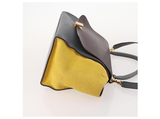 Céline Celine Tricolor Trapeze Leather Medium Multicolore - vista 3
