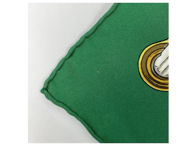 Silk In Bufanda de seda Hermès ETRIERS patrón armadura y arnés Multicolor Verde - vista 5