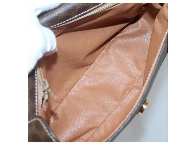 Céline Celine Vintage Macadam Canvas and Leather Marrone - vista 5
