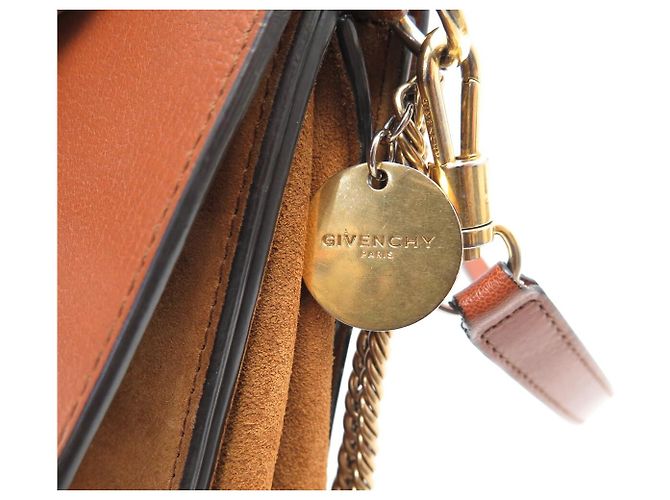 BORSA A MANO GIVENCHY GV3 MEDIA IN PELLE E CAMOSCIO MARRONE - vista 17