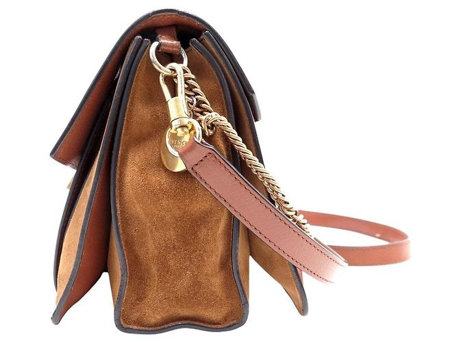 BORSA A MANO GIVENCHY GV3 MEDIA IN PELLE E CAMOSCIO MARRONE - vista 3