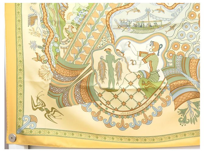 Hermès NUOVO FULARD HERMES LE PRIMAVERE DI THERA JULIA ABADIE QUADRATO 90 SETA Giallo - vista 5