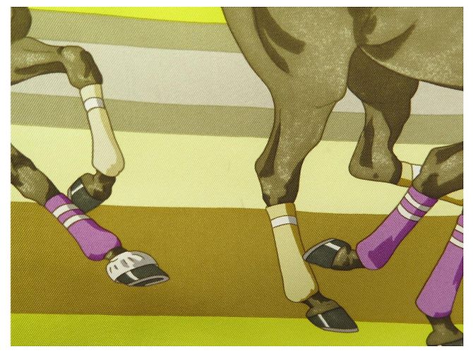 Hermès NUOVO SCIARPA HERMES I PONI DEL POLO WATRIGANT QUADRATO 90 SETA GIALLO - vista 10