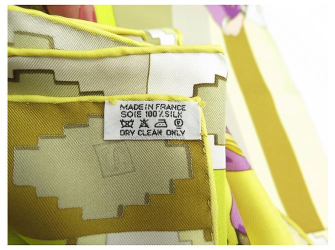 Hermès NUOVO SCIARPA HERMES I PONI DEL POLO WATRIGANT QUADRATO 90 SETA GIALLO - vista 12