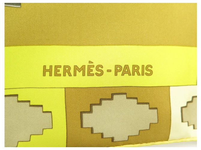 Hermès NUOVO SCIARPA HERMES I PONI DEL POLO WATRIGANT QUADRATO 90 SETA GIALLO - vista 6