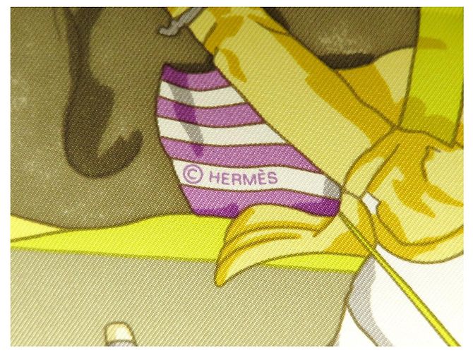 Hermès NUOVO SCIARPA HERMES I PONI DEL POLO WATRIGANT QUADRATO 90 SETA GIALLO - vista 9