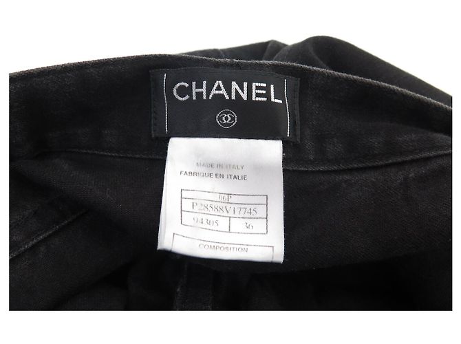 CALÇA CHANEL P28588V17745 JEANS EFEITO USADO DENIM ALGODÃO PRETO 36 S - vista 5
