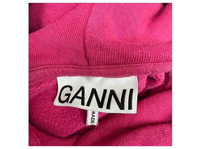 Sudadera de algodón rosa con logo bordado Ganni - vista 4