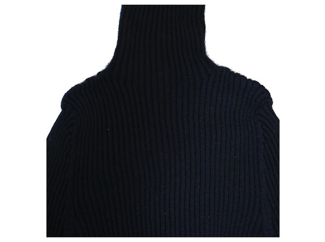Rippstrick-Turtleneck-Pullover aus marineblauer Wolle von Jil Sander - Ansicht 4