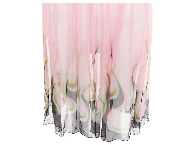 Vestido de chiffon de seda transparente Prada com chamas até o joelho Rosa - vista 4