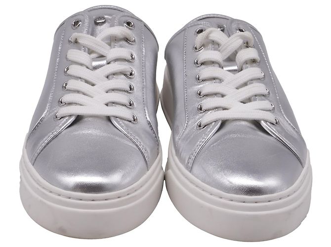 Sneakers Mule Skater Stuart Weitzman in Pelle Argento - vista 2