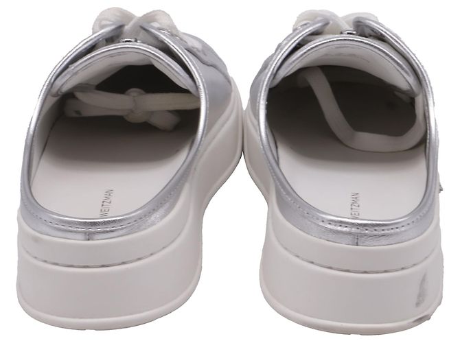 Sneakers Mule Skater Stuart Weitzman in Pelle Argento - vista 5