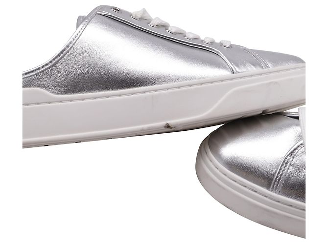Sneakers Mule Skater Stuart Weitzman in Pelle Argento - vista 7