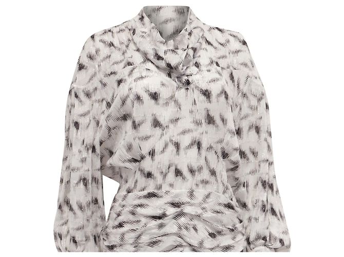 Vestido midi impreso asimétrico Iro Jensen en viscosa blanca - vista 2