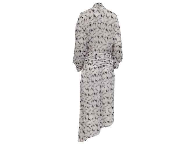 Vestido midi impreso asimétrico Iro Jensen en viscosa blanca - vista 4