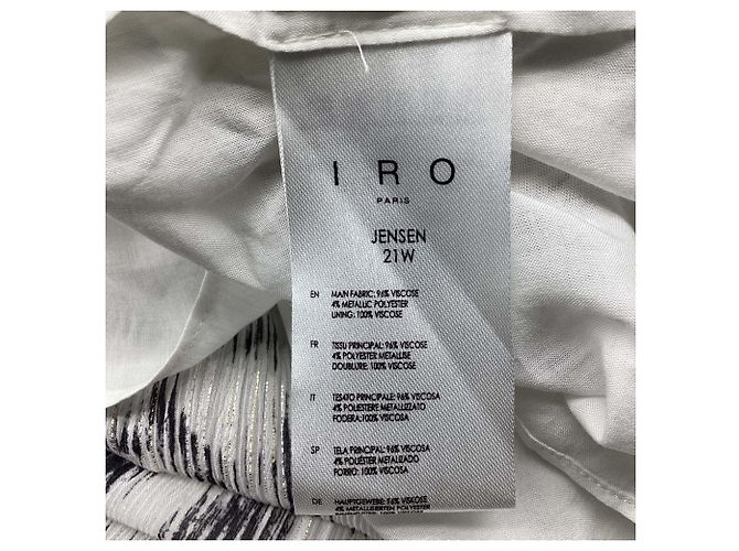 Vestido midi impreso asimétrico Iro Jensen en viscosa blanca - vista 7