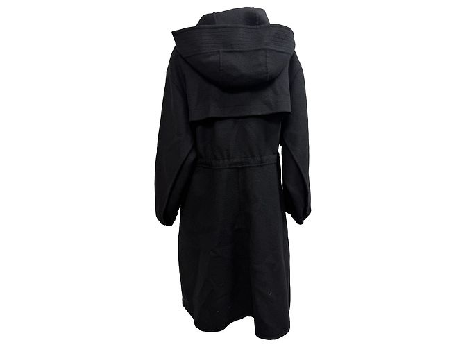 Cappotto con cappuccio e zip Sandro in lana nera Nero - vista 3