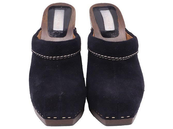 Mules plataforma Clog See by Chloé em camurça preta - vista 2