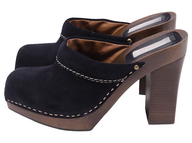 Mules plataforma Clog See by Chloé em camurça preta - vista 4