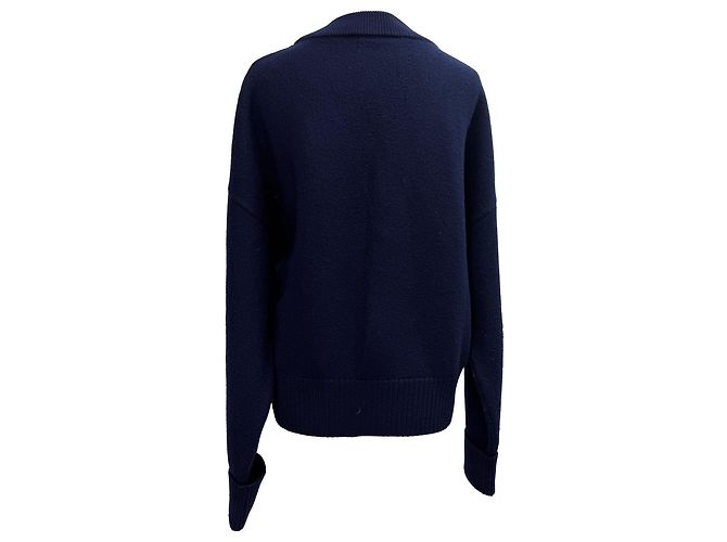 Ami De Coeur Cardigan in Navy Blue Wool - view 3