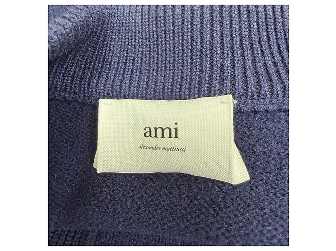 Ami De Coeur Cardigan in Navy Blue Wool - view 4