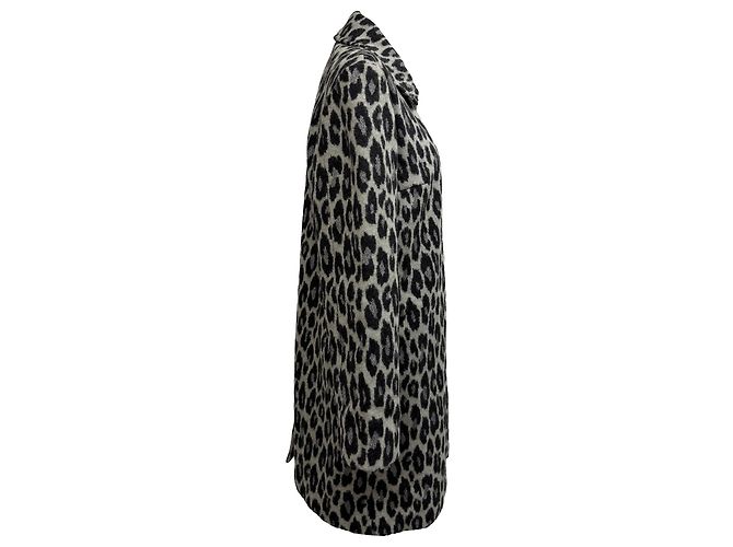 Apc Abrigo de Lana Gris con Estampado de Leopardo A.P.C. Poupee - vista 3