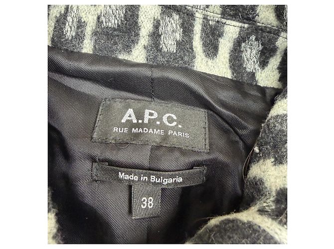 Apc Abrigo de Lana Gris con Estampado de Leopardo A.P.C. Poupee - vista 4