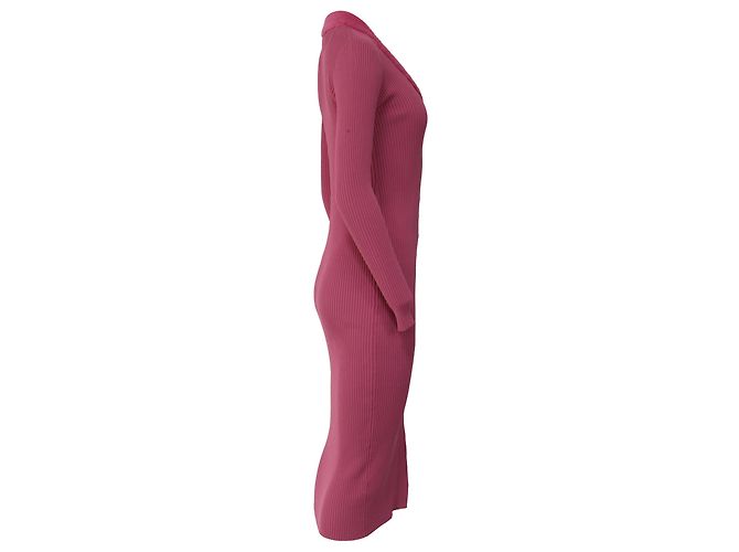 Staud Celina Rippstrick-Midikleid aus Viskose in Pink - Ansicht 3