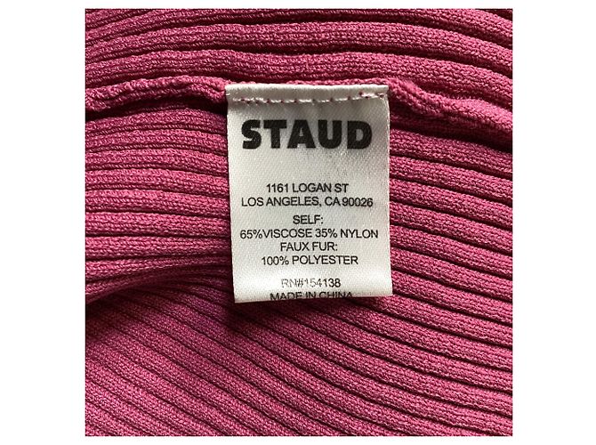 Staud Celina Rippstrick-Midikleid aus Viskose in Pink - Ansicht 7