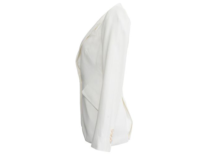 Blazer de un solo botón en viscosa blanca Alexander McQueen Blanco Crudo - vista 2