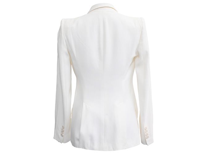 Blazer de un solo botón en viscosa blanca Alexander McQueen Blanco Crudo - vista 3
