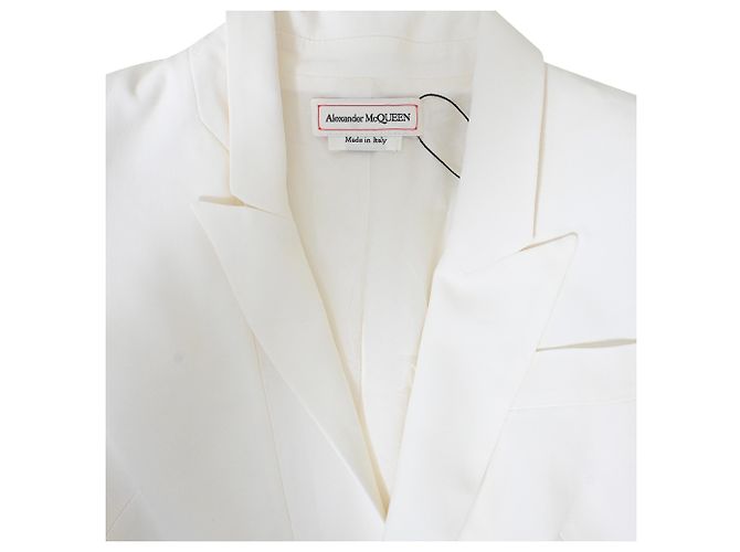 Blazer de un solo botón en viscosa blanca Alexander McQueen Blanco Crudo - vista 4