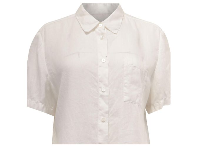 Camicia a maniche corte Theory in lino bianco Crudo - vista 2