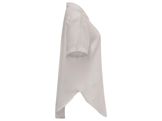 Camicia a maniche corte Theory in lino bianco Crudo - vista 3