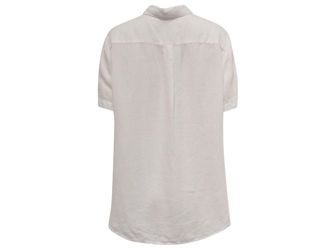 Camicia a maniche corte Theory in lino bianco Crudo - vista 4