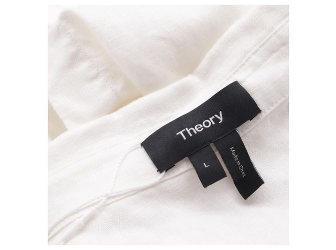 Camicia a maniche corte Theory in lino bianco Crudo - vista 5