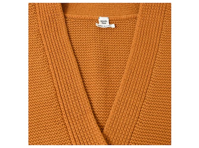 Häkel-Cardigan aus rostorange Wolle mit Knöpfen von Hermès - Ansicht 5