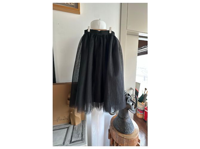 Autre Marque Falda de tul negra con apliques florales Negro - vista 8