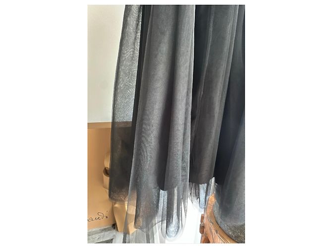 Autre Marque Falda de tul negra con apliques florales Negro - vista 9